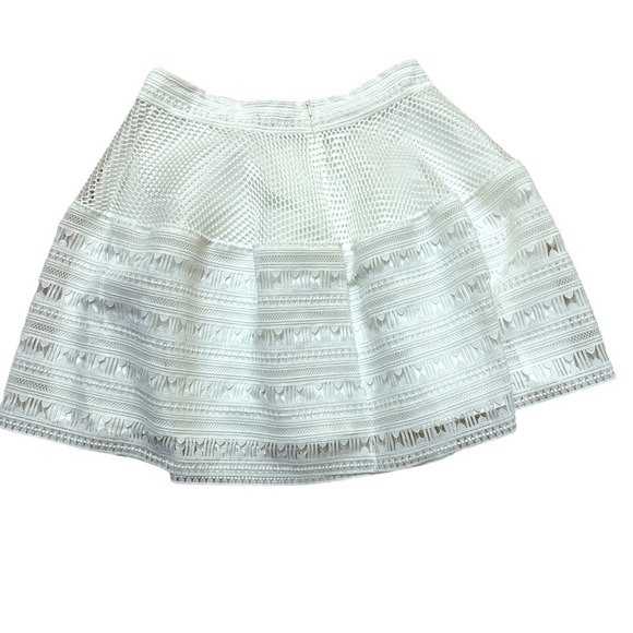 Sinequanone Paris White Mini Skirt Delicate Cut Out & Mesh Outr Layer Satin Line - Picture 1 of 12